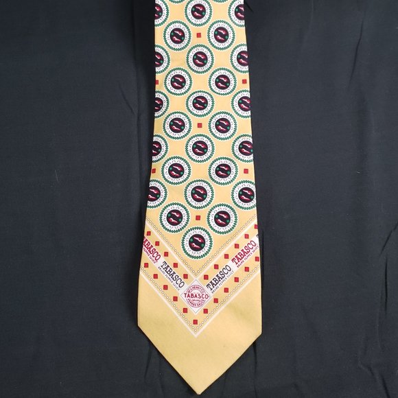 TABASCO Unique Yellow Tabasco Logo Brand Pepper Sauce Cotton Tie - Picture 1 of 3